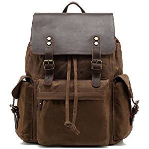 Men computer backpack schoolbag College waxed canvas multi-pocket travel photography backpack