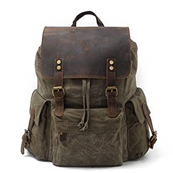 Men bag 15.6 "waterproof backpacking retro canvas backpack computer